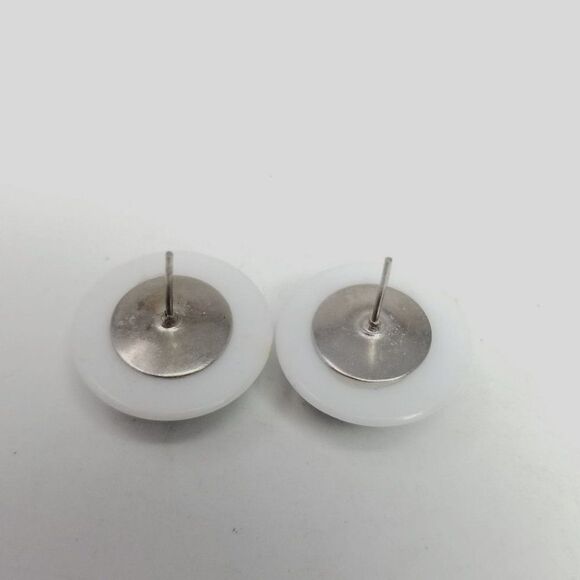 Vintage Eye Ball Stud Earrings, Black White, Unique Strange Estate - Picture 4 of 7